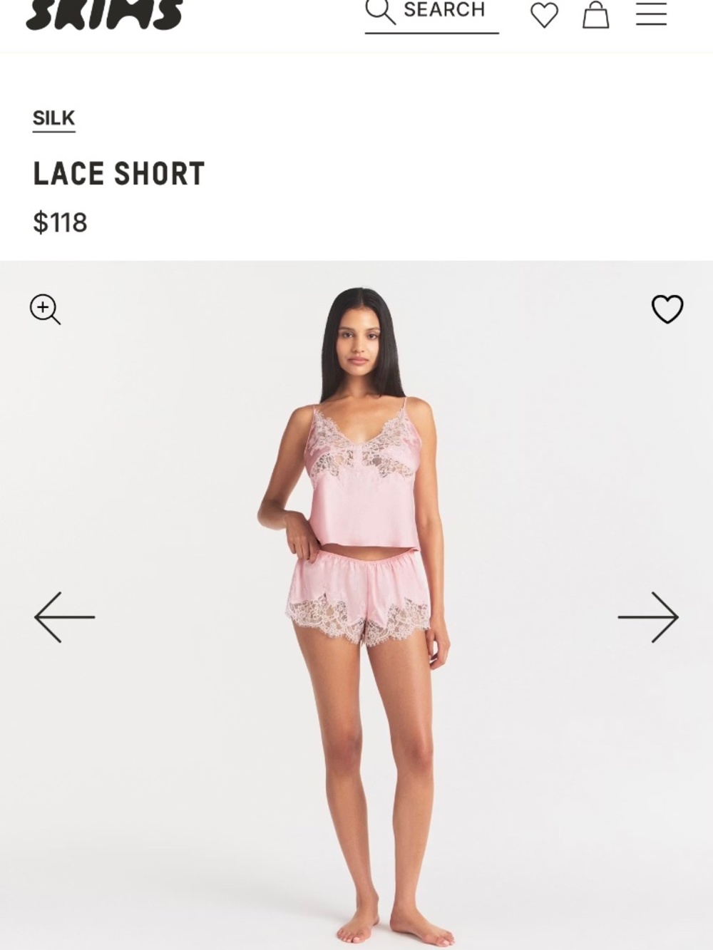 NWT $118 Skims Silk Lace Short - Peony Tonal - XL